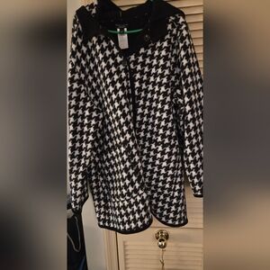 Susan Graver Black and White Houndstooth Coat